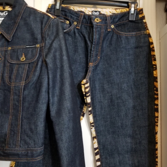 Dolce&Gabbana denim/cheetah jacket and pant set - Picture 3 of 8
